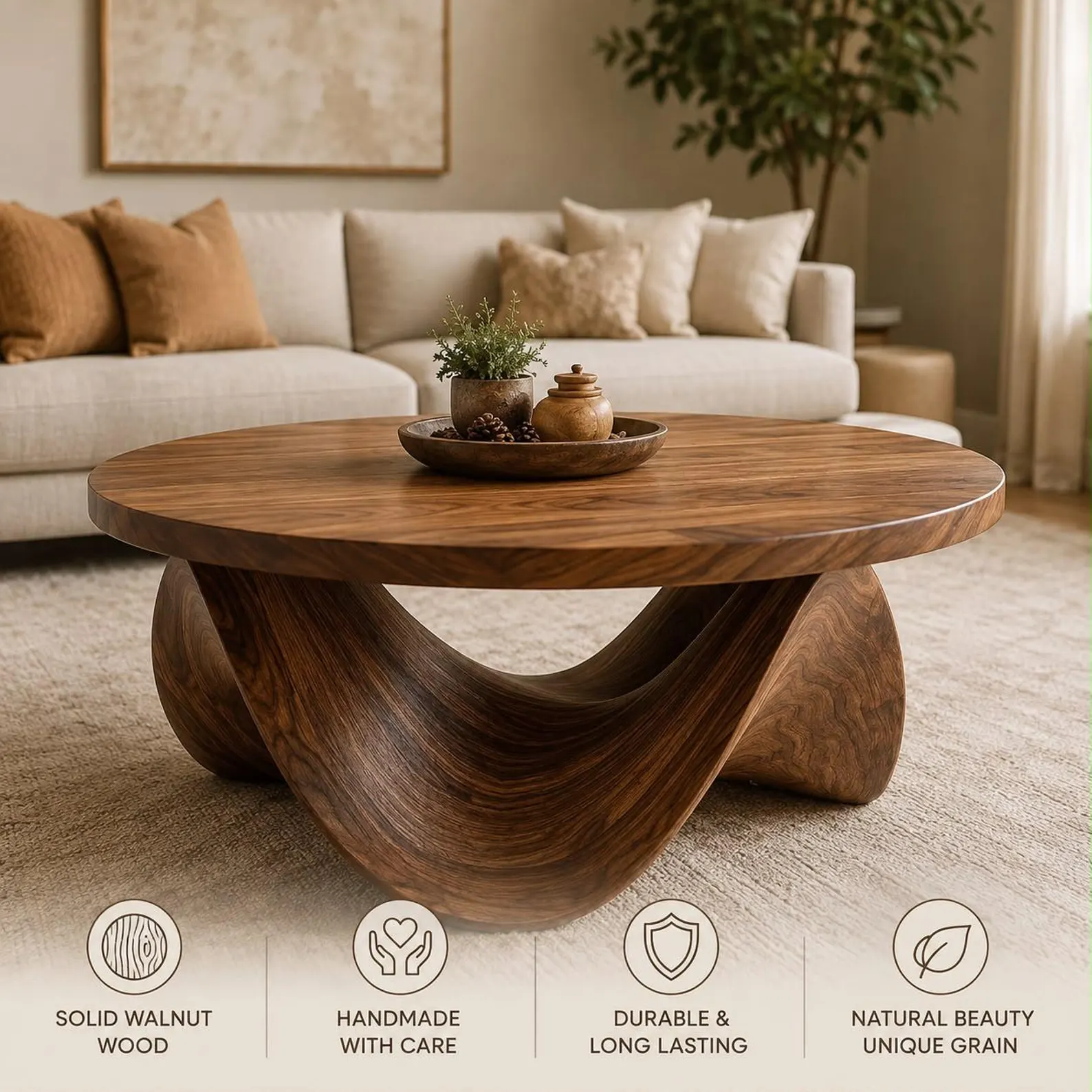 Handmade Solid Wood Square Coffee Table cover image