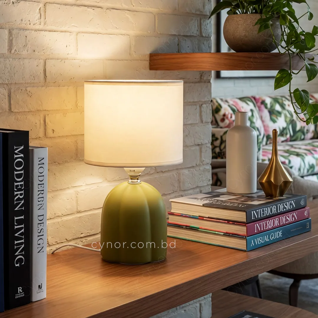 Compact Olive Sculptural Ceramic Table Lamp  cover image