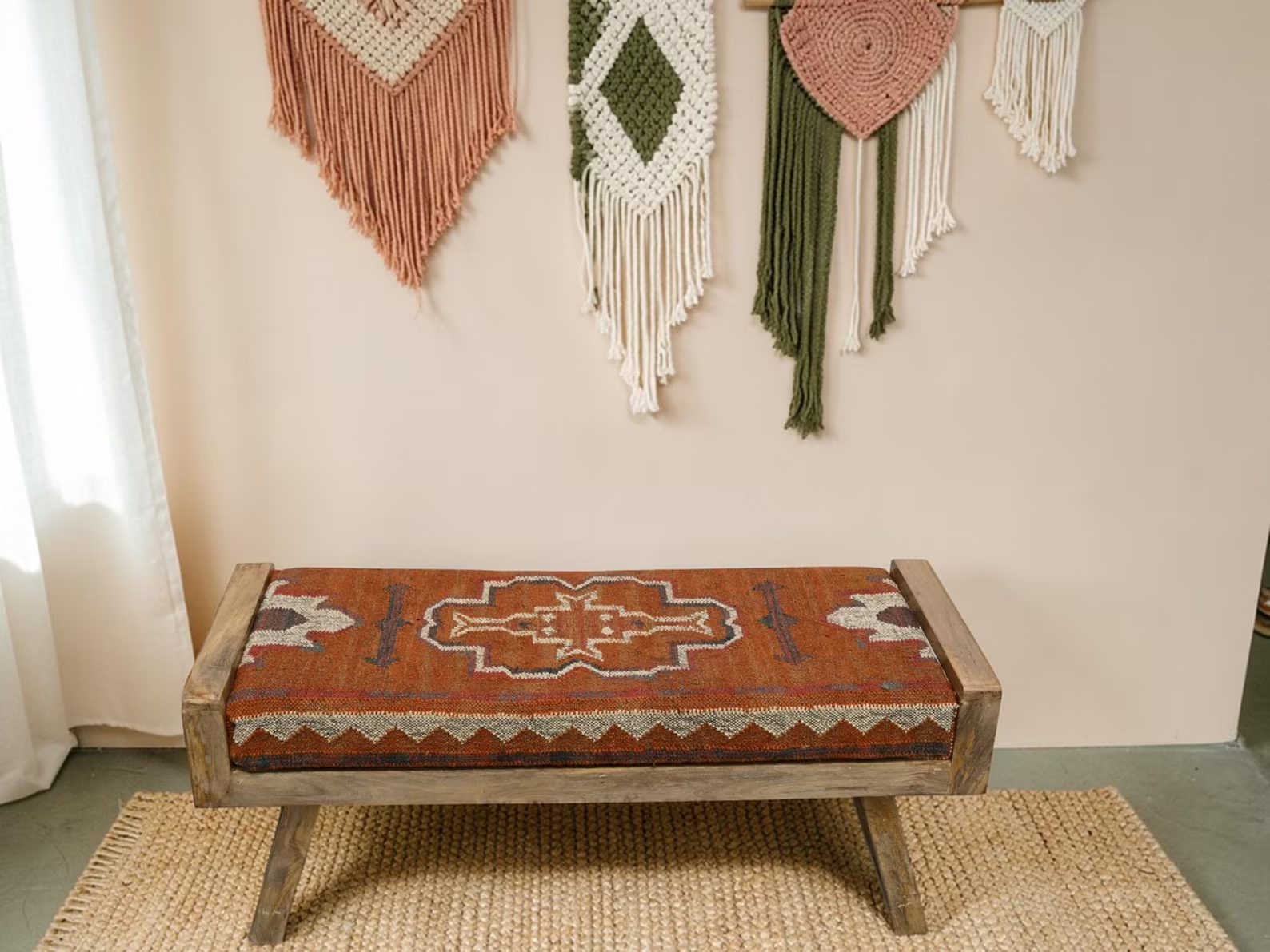 Handmade Wooden Folding Kilim Bench cover image