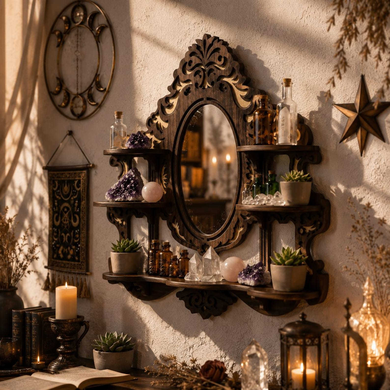 Wood Wall Shelf with Mirror, cover image
