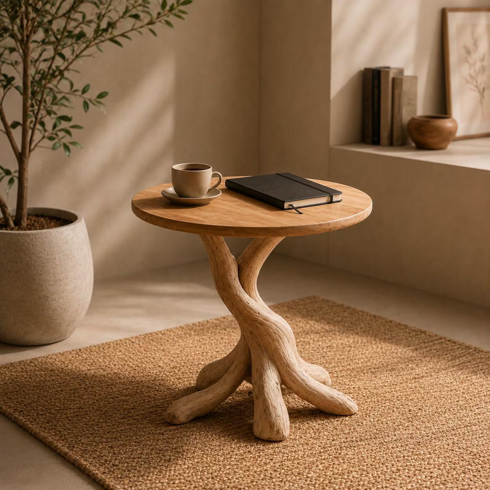 Natural Organic Wooden Accent Rustic Side Table for Living Room cover image