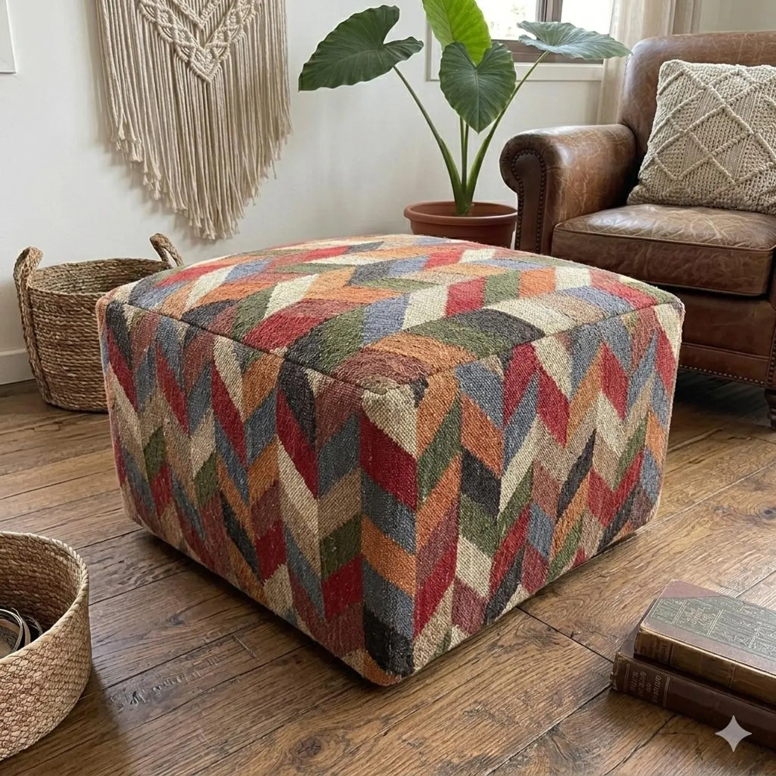 Handmade Kilim Pouf Ottoman cover image