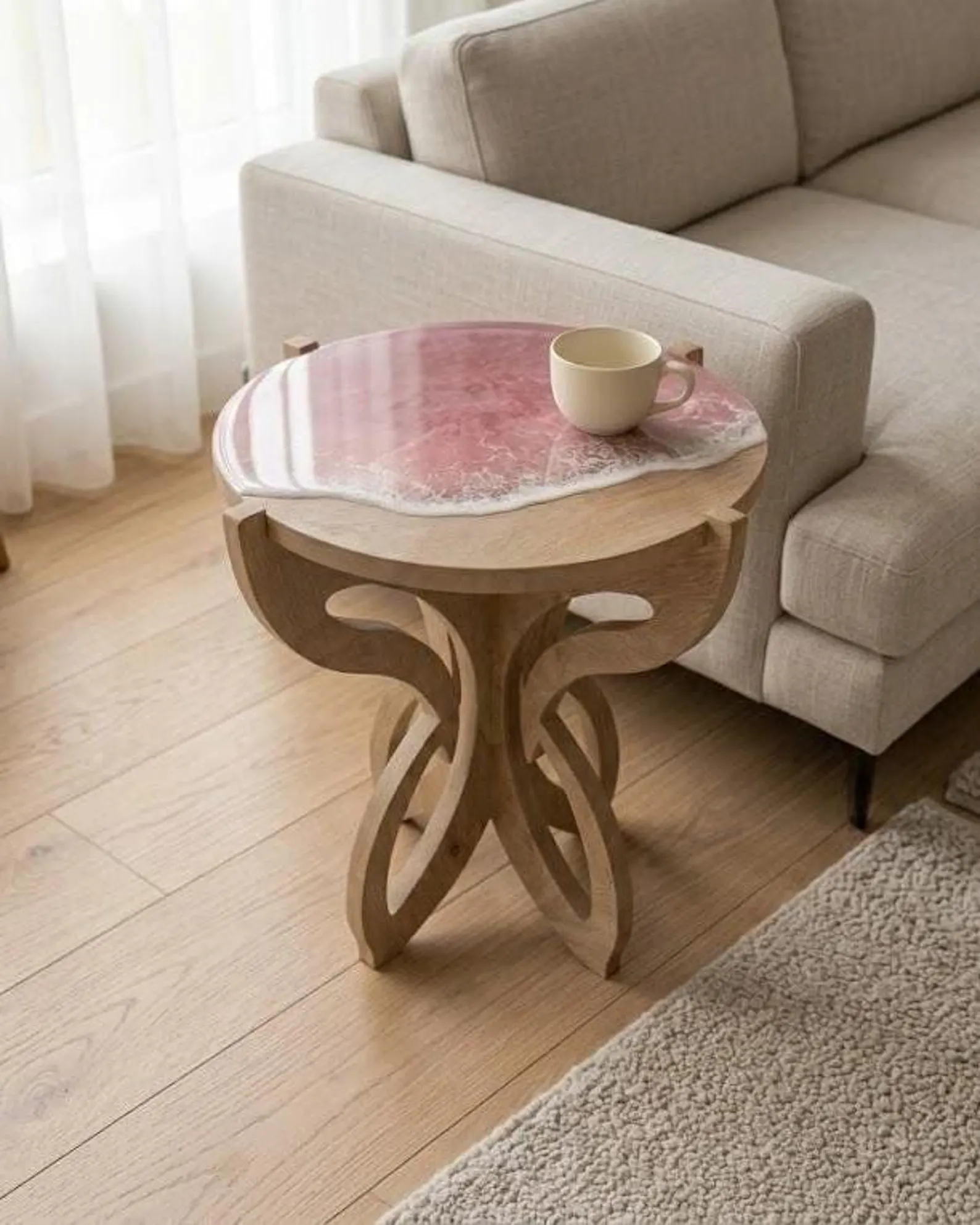 Pink Ocean Resin Side Table cover image
