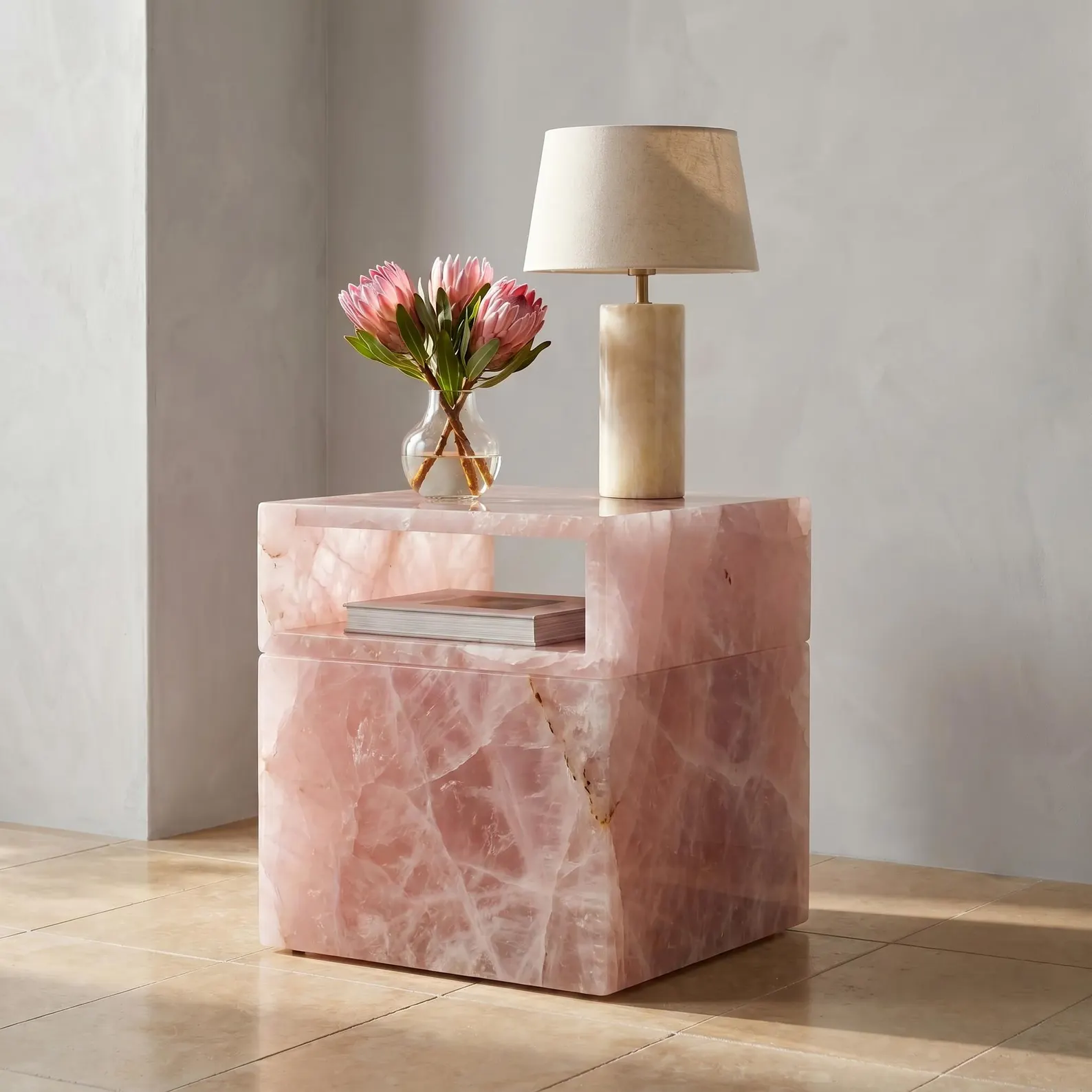 Handmade Rose Quartz Side Table cover image