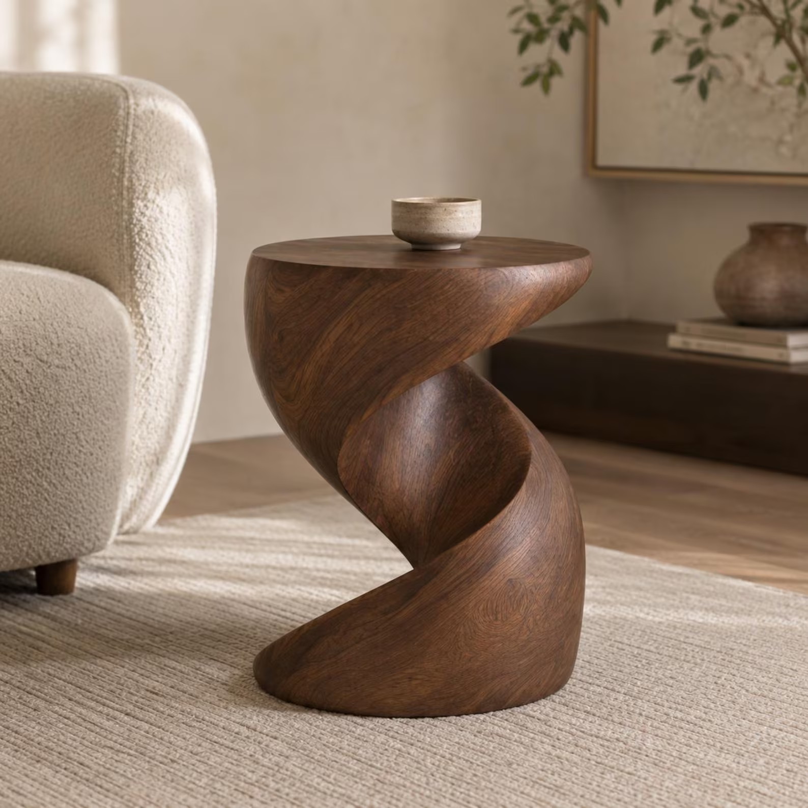 Twisted Sculptural Wood Side Table, cover image